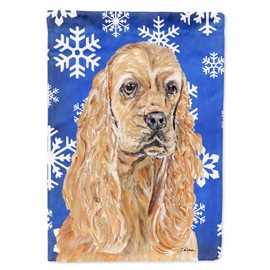 Caroline's Treasures SC9598GF Buff Cocker Spaniel Winter Snowflakes Garden Flag Mailbox Flag Decorative Yard Flag Banner Outside Patio Artwork Yard Flower Beds, Garden Size, Multicolor