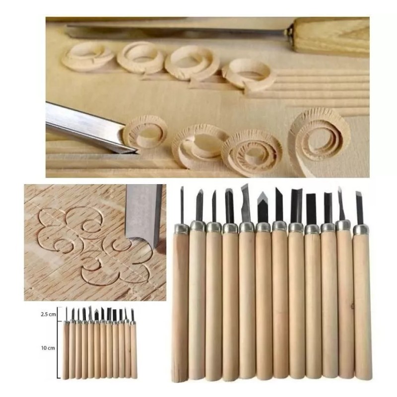 Compraymas Juego Gurbias 12 Pieza Tallado De Madera Gubias Escolares
