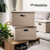 PRANDOM Large Collapsible Storage Bins with Lids [3-Pack] Jute Fabric