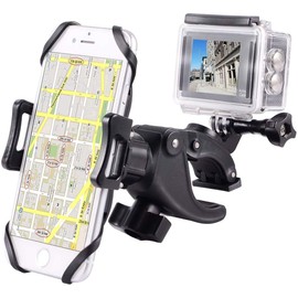 Genieforce GFH01 Non-Slip Universal 360° Rotatable Mobile Phones and Smartphones Holder for Bicycle, Motorcycle - Face ID/Touch ID Compatible - With Holder for GoPro Action Cameras