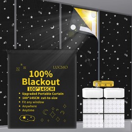 LUCMO Blackout Blinds 39" x 57", 100% Blackout Blind Curtain for Window, No Drill Portable Blackout Shades Film for Bedroom, Cut to Any Size, Nursery Black Out Blinds for Baby, Stars