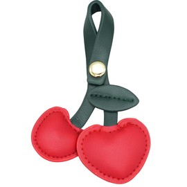 Moydolo PU Leather Cherry Key Chain Charm Fruit Key Chain Pendant for Women Girls Backpack Purse Bags, red