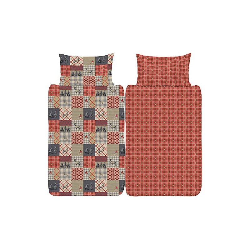 K Collection Winter Patchwork Duvet Cover - Christmas Patchwork Design