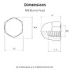 M8 (8mm) Dome Nuts Set - Steel Cap Nut -