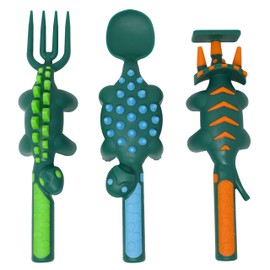 Constructive Eating - Toddler Dinosaur Utensils Made in USA - Silverware for Toddlers - Utensils for Kids - Constructive Eating Utensil Set