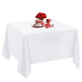 Personalize Pro 1 Pack White Square Table Cloth 52 × 52 Inch Polyester Tablecloth Square Fabric Table Clothes Washable White Table Covers for Wedding Banquet Restaurant Buffet Parties Camping