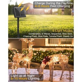 Brightown Solar String Lights, 2 Packs Total 66Ft 200 LED Solar Fairy Lights with 8 Modes, Waterproof Solar Lights for Outside Patio Yard Tree Wedding Christmas(Warm White)