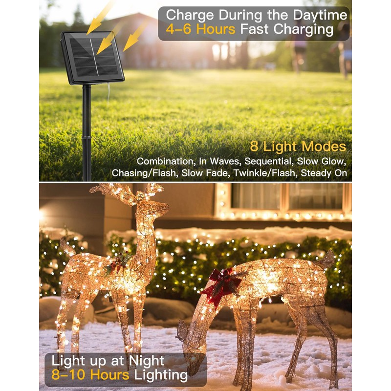 Brightown Solar String Lights, 2 Packs Total 66Ft 200 LED