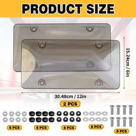2 Pcs License Plate Frame Cover, Clear License Protector Plate, Plate Covers with Non-Rusting Screws Caps Car Accessories