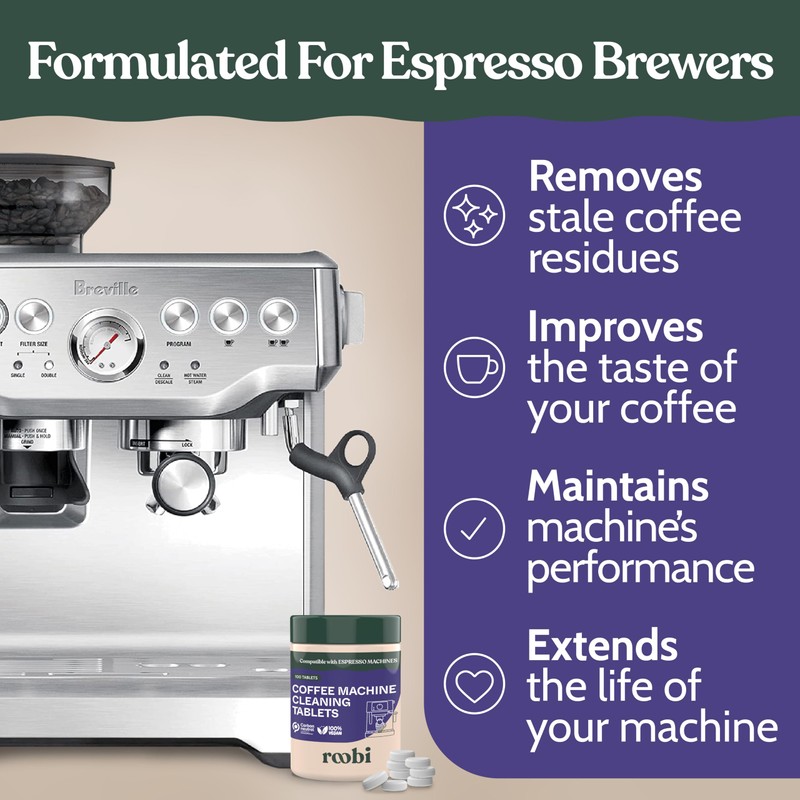 Roobi Espresso Machine Cleaning Tablets. Universal Espresso Machine Cleaner Tabs.