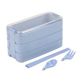 Eozighi Bento Box 3 Etagen 900 ML Lunchbox für Erwachsene bento box Wird mit Löffel und Gabel Bento brotdose Geeignet für Arbeit, Büro, Schule, 18 x 10.5 x 8cm (Blau)