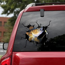 WALLEYE CRACK CAR STICKER FISHING
