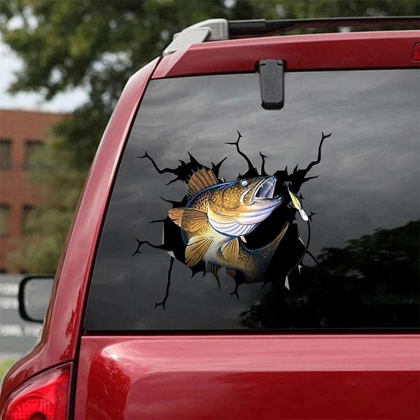 WALLEYE CRACK CAR STICKER FISHING