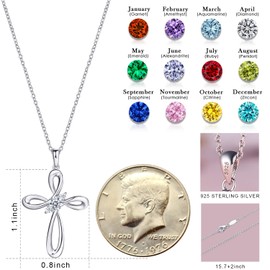 925 Sterling Silver Cross Necklaces for Women Birthstone Necklaces for Women Jewelry by KOOLFIN