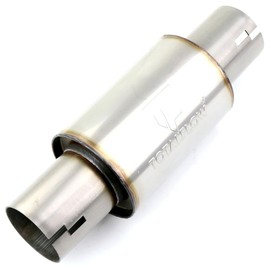 TOTALFLOW 22019N Notched Ends Straight Through Universal Exhaust Muffler | 304 Stainless Steel | 3 Inch Inner Diameter Inlet/Outlet