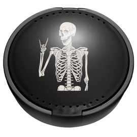 TIHYWR Retainer Case, Denture & Mouth Guard Orthodontic Aligner Case With Mirror & Ventilation, Black Skull