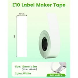 3 Rolls Compatible with SUPVAN E10 Label Maker Tape, White,Continous 0.59in x 19.68ft(15mmx6m),Thermal Laminated Label Paper, Self-Adhesive Multipurpose Labeling Tape Replacement, for Home Office