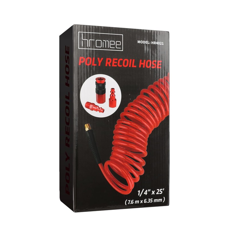 Hromee 1/4 in x 25 ft Polyurethane Recoil Air Hose