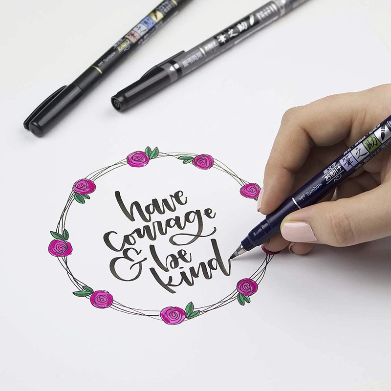 Tombow 62039 Fudenosuke Brush Pens, 3-Pack. Soft, Hard, and Twin