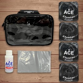 CornholeAce Cluster Flux | Black | ACE Pro Bag Kit: 4 Pro Bags + Break-in Kit + Carry Case | Professional Cornhole Bags Dual Sided Slick Stick All Weather