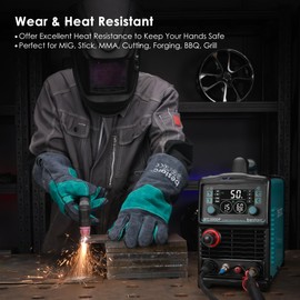 bestarc Leather Forge MIG Welding Gloves, 16 Inches 932℉ Heat Resistant Welding Gloves with Kevlar Stitching for MIG, TIG, Stick, Forge, BBQ, Grill, Fireplace (Grayish-Green)