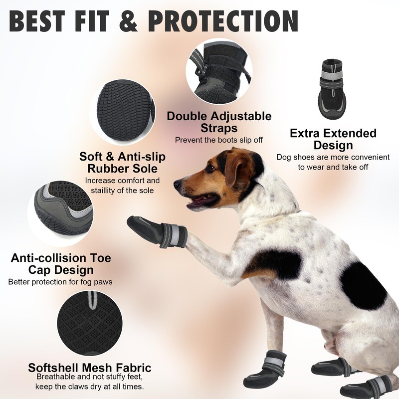 Dog Shoes for Large Small Medium Dogs - Breathable Dog