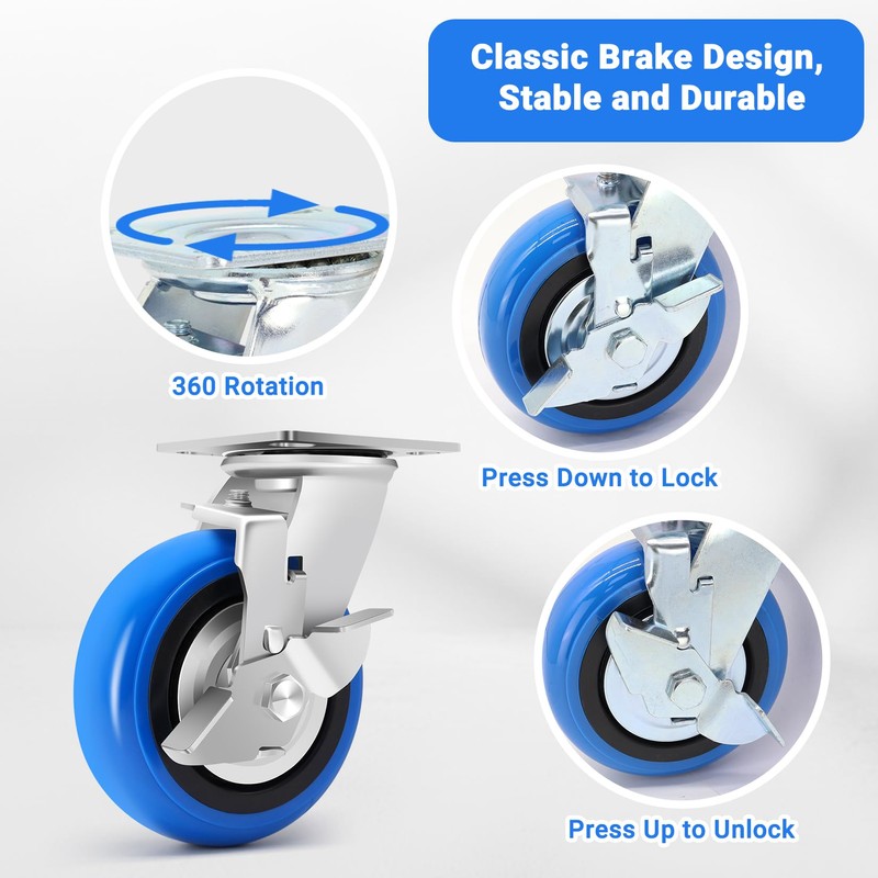 W B D WEIBIDA 6 Inch Heavy Duty Casters Set