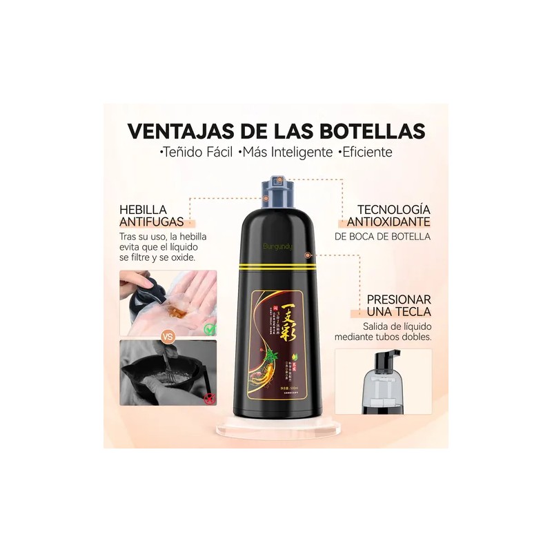 Shampoo Tinte Instantáneo Cubre Canas Natural Jengibre 500ml