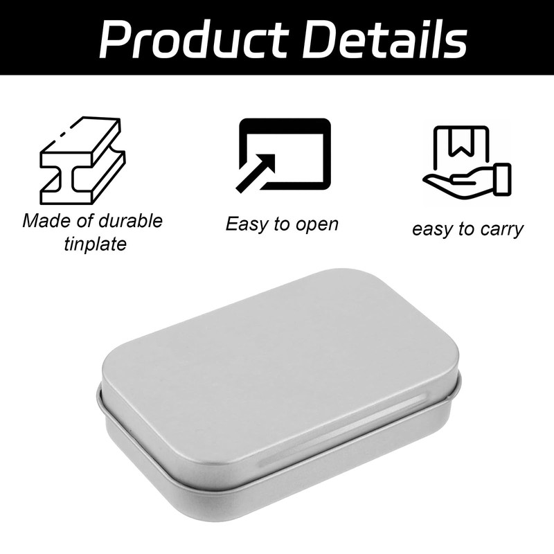 Gaaines 2 Pcs Rectangular Small Tin Boxes,Metal Tins Rectangular Empty