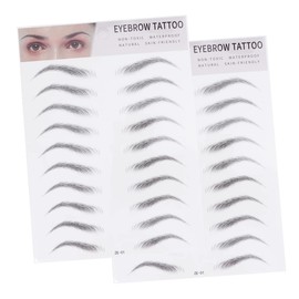 WOONEKY 2pcs Imitation Eyebrow Stickers Hair-like Temporary Eyebrow Transfer Tools for Men and Women Easy to Apply Lasting Realistic Look Black