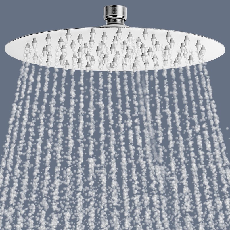 QWORK® 8-Inch Rainfall Shower Head, 360° Adjustable Shower Head, Round
