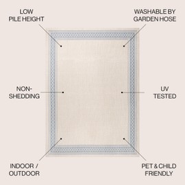 JONATHAN Y SMB207A-3 Lucia Classic Diamond Border Indoor Outdoor Area Rug, Farmhouse, Traditional, Solid Easy Cleaning,Bedroom,Kitchen,Backyard,Patio,Non Shedding, Cream/Blue, 3 X 5