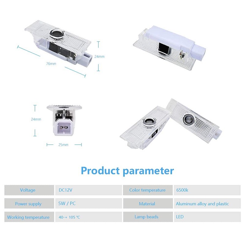 2Pcs Car Door Light LED Welcome Light Projector Door Shadow