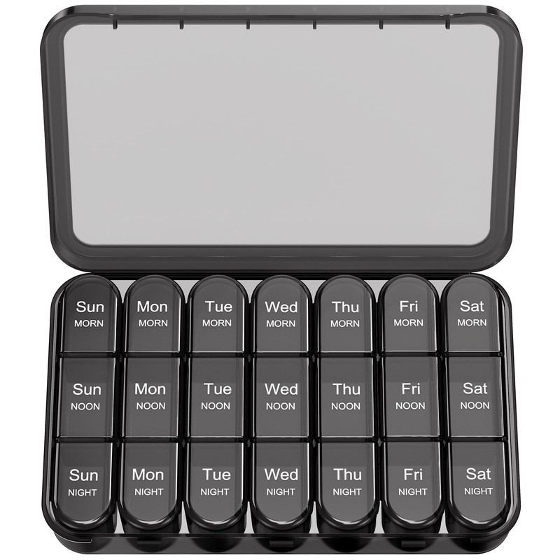 Daviky Pill Organizer 3X a Day, Weekly Pill Box 7