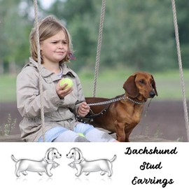 Zepmais Dachshund Stud Earring 925 Sterling Silver-Hypoallergenic Dog Earrings for Young Ones-Puppy Dog Jewelry Gifts for Women