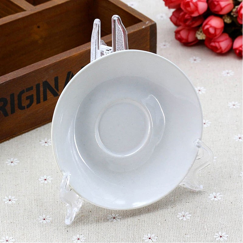 Punhung 20 Pack Clear Plastic Easel Plate Stands Holders Display