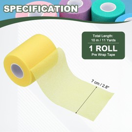 YELARXI Pre Wrap Tape, Non-Slip Grip Cushion Wrap Prewrap Athletic Tape- Fitting for (Tennis- Badminton - Pickleball - Sports) 11 Yard x 2.8 Inch & Yellow