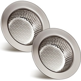 Retisee 2 Pcs Sink Strainer Stainless Steel Kitchen Sink Drain Strainer Basket Cover Mesh Hair Food Catcher, Large Wide Rim of 4.4 Diameter(Brushed Silver)