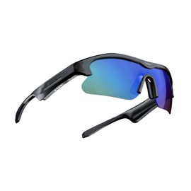Cycling Bluetooth Glasses with Open-Ear Hi-Fi Audio, AI Noise-Canceling Mic, UV400 Protection, IPX4 Waterproof, All-Day Battery, Ultra-Light 40g, Wind Noise Reduction, for Biking, Running & Scootering