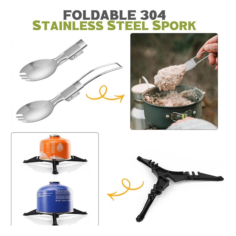 Camping Cookware Set with Folding Camping Stove Lightweight Pot Pan