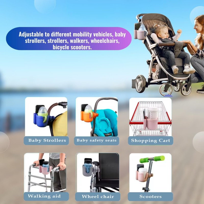 Micus - 2-in-1 Drink Holder Pram, Cup Holder and Accessories