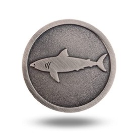 Full Metal Markers Shark Unique Magnetic Metal Golf Ball Marker Accessory with Hat Clip for Men and Women (1 Ball Marker + 1 Hat Clip)