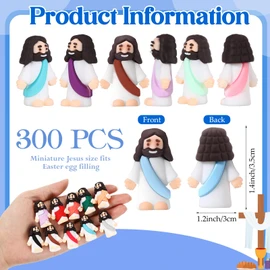 Bememo 300 Pcs Little Jesus Figures Bulk Original Design Mini Pocket Jesus Toys Rubber Jesus Figurine to Hide and Seek Religious Party Favors Sunday School Craft Baptism Gifts(Comprehensive Colors)
