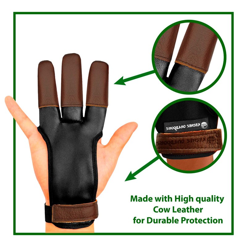 KESHES Archery Glove Finger Tab Accessories - Leather Gloves for