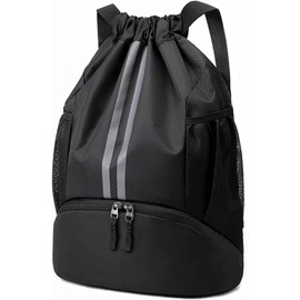 Waterproof Drawstring Backpack for Gym & Swim – Lightweight Sports Bag with Shoe Compartment, Large Capacity, Wet/Dry Pockets (Men & Women)