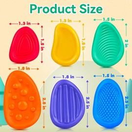 6 Pcs Sensory Stone for Kids,Textured Soft Worry Stone,Adhd Fidget Toys,Office Fidgets Rubber Anxiety Relief,Small Prizes Fidget Stress Calming Toys,Autism School Silent Finger Toy(Colorful)