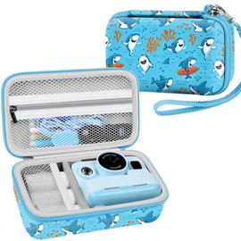 Leayjeen Kids Camera Protective Case Compatible with MINIBEAR/GlobalCrown/Gofunly/USHINING/uleway/Digital Printing Camera for Kids (Case Only), Blue Shark, Suitcase