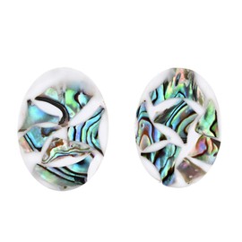 AeraVida Handcrafted Ocean Inspired Abalone Shell Shards in White Resin Oval Shaped Post Stud Earrings