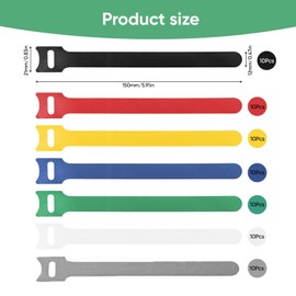 Reusable Cable Ties Tidy Straps - 70 Pcs Straps Cable Ties - Adjustable Hook and Loop Fastening Wire Tie for PC Computer Electronics Home Office Organiser