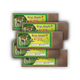 Brut Musk Incense Sticks Pouch | 100 GMS Pack | Pack of 5 Pouches | Long Lasting Incense Sticks for Calming & Relaxation | No Charcoal Agarbatti | Dhoop Chaon and Co., Standard